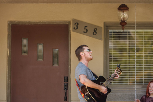 Trent Nelson  |  The Salt Lake Tribune
Wesley Hunt sings for Blessings in Disasters, performing as part of Porchfest, a neighborhood festival Saturday, August 24, 2013, in Salt Lake City.