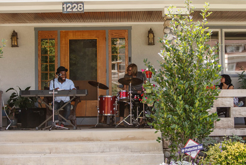 Trent Nelson  |  The Salt Lake Tribune
Good Things performs as part of Porchfest, a neighborhood festival on Saturday in Salt Lake City.