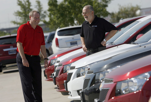 Francisco Kjolseth  |  The Salt Lake Tribune
Well-known automobile dealer Jerry Seiner, right, will soon be retiring. He already has sold 80 percent of his automobile business to his son-in-law, Chris Hemmersmeier, pictured, and will gradually be stepping away from the business.