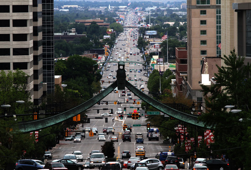 Rick Egan  | The Salt Lake Tribune 

Traffic on State Street in Salt Lake City, Monday, August 26, 2013.
