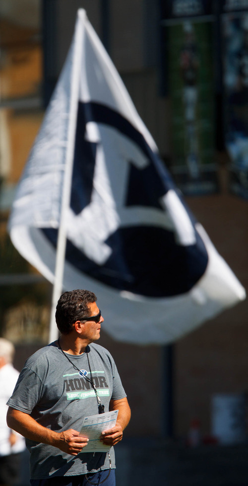 Trent Nelson  |  The Salt Lake Tribune
Offensive coordinator Robert Anae at BYU football practice in Provo Saturday August 3, 2013.