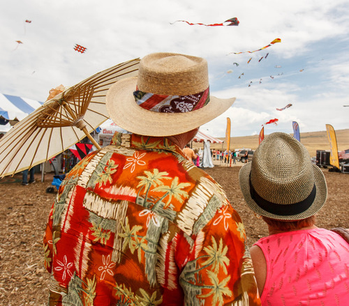 Trent Nelson  |  The Salt Lake Tribune
Kites fill the air during the Antelope Island Stampede, Saturday, August 31, 2013 at Antelope Island's White Rock Bay.