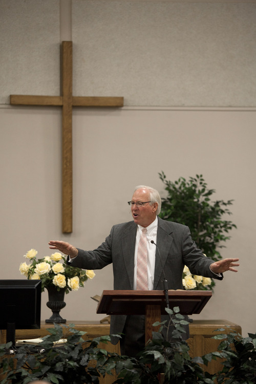 Jim McAuley | The Salt Lake Tribune
Ken Hornok gives his last sermon after being pastor for 39 years at Midvalley Bible Church in Bluffdale, Utah. on Sunday, Aug. 25, 2013.