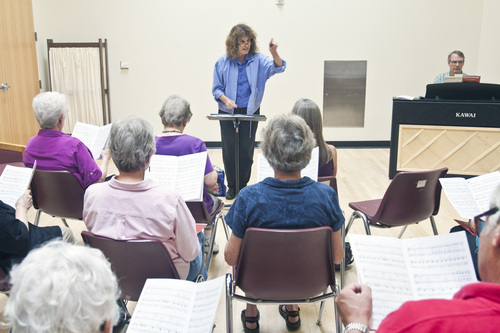 Chris Detrick  |  The Salt Lake Tribune
Mary Lou Prince conducts the Salt Lake Encore Chorale during a practice at Salt Lake Community College last week.