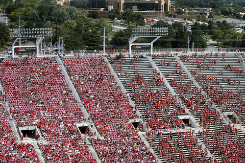 Scott Sommerdorf   |  The Salt Lake Tribune
The stadium emptied out during the second half.Utah crushed Weber State 70-7, Saturday, September 7, 2013.