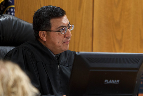 Trent Nelson  |  The Salt Lake Tribune
Judge Darold McDade questions Joshua Petersen, who pleaded guilty to shooting his baby to  Tuesday, September 10, 2013 in 4th District Court in Provo.
