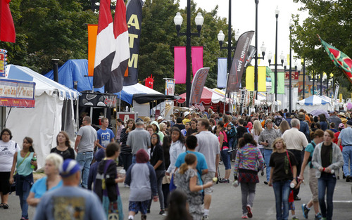 Al Hartmann  |  The Salt Lake Tribune
Midway is packed with people at the Utah State Fair on Thursday at noon.