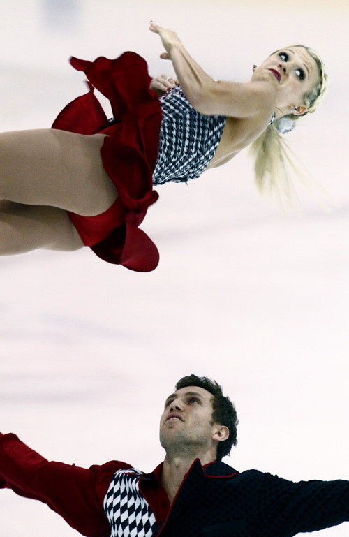 Chris Detrick  |  The Salt Lake Tribune
Paige Lawrence and Rudi Swiegers, of Canada, compete during the U.S. International Figure Skating Classic at the Salt Lake City Sports Complex Thursday September 12, 2013.