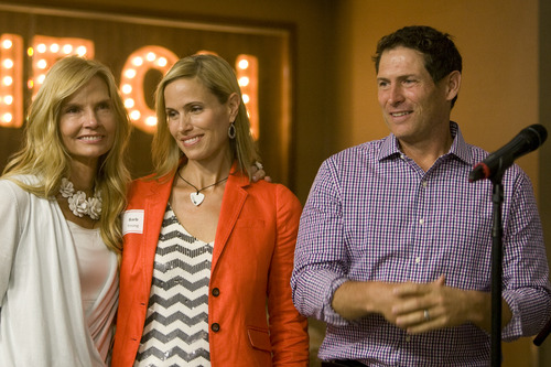 Rick Egan  |  The Salt Lake Tribune
Former BYU and NFL quaterback Steve Young and his wife Barb Young, center, spoke Saturday at the Affirmation conference for LGBT Mormons. In this photo from June 28, 2013, they were joined by Sophie's mother, Anne Marie Barton at Sophie's place at Primary Children's Medical Center. Sophie's place is the first music therapy room built inside a hospital in the U.S and will include a recording studio, performance area, practice room and listening station.