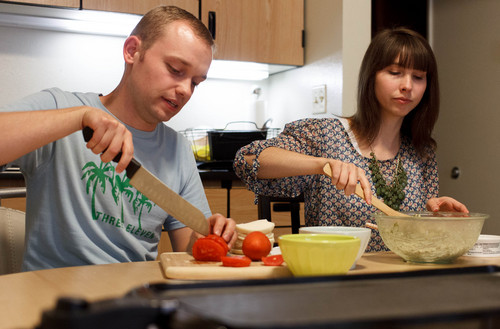 Trent Nelson  |  The Salt Lake Tribune
Jonathan and Courtney Hope prepare dinner in their Provo apartment Wednesday, September 11, 2013. The couple is weighing health insurance options under the Affordable Care Act.