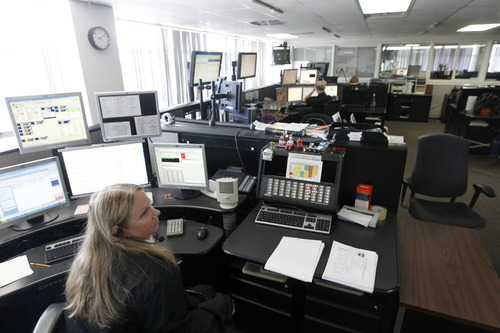 Al Hartmann  |  The Salt Lake Tribune
Salt Lake City Police dispatch center in the old Salt Lake Public Safety Building at 315 E. 200 South. The new dispatch center will be light-filled with climate-controlled desks.