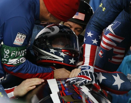Trent Nelson  |  The Salt Lake Tribune
Steven Holcomb's USA-1 sled won the gold medal in Four-Man Bobsled, XXI Olympic Winter Games, Saturday, February 27, 2010.