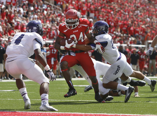 Scott Sommerdorf   |  The Salt Lake Tribune
Utah Utes running back James Poole (34) takes the ball to the Weber State one yard line to set up the final TD of the half. Utah cruised to a 49-0 halftime lead over Weber State, Saturday, September 7, 2013.