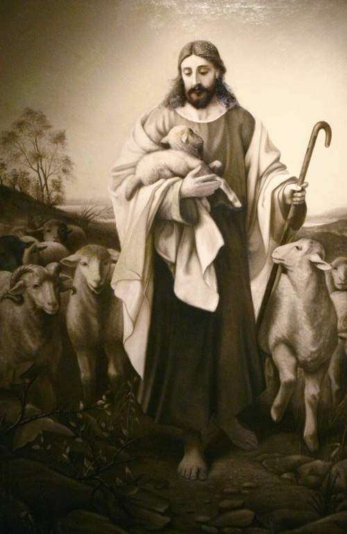 Chris Detrick  |  The Salt Lake Tribune
"Christ -- The Good Shepherd," by Christian M. Olsen, in the exhibition, "No Greater Love," at the LDS Church History Museum on Wednesday, Sept. 18, 2013. This exhibit will continue through October 2014 in the theatre gallery.