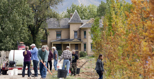 Steve Griffin  |  The Salt Lake Tribune

Volunteers from Rocky Mountain Power and Tree Inc. joined TreeUtah to plant nine large oak trees at Wheeler Farm in Murray Thursday, September 26, 2013. Over several days TreeUtah and community partners will combine to plant more than 40 trees that will line the footpath at the farm. The planting also aided TreeUtah in continuing its work toward helping Salt Lake County reach its goal of planting a million trees through the "One Million Trees for One Million People" program. The program's mission is to plant a million trees by 2017 and is about half way toward reaching its goal.