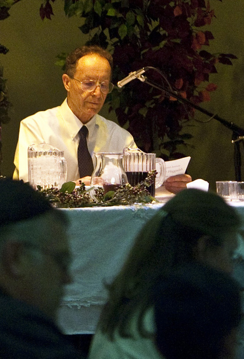 Chris Detrick | The Salt Lake Tribune 
Avraham Gileadi participates in a passover ceremony during Isaiah Institute's Passover Haggadah, a Seder for Judah and Joseph, at ScenicView Academy on Friday, April 22, 2011.