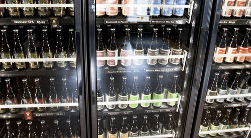 Steve Griffin  |  The Salt Lake Tribune
Epic Brewery's display case is full of beer at the Salt Lake City, Utah brewery on Wednesday.