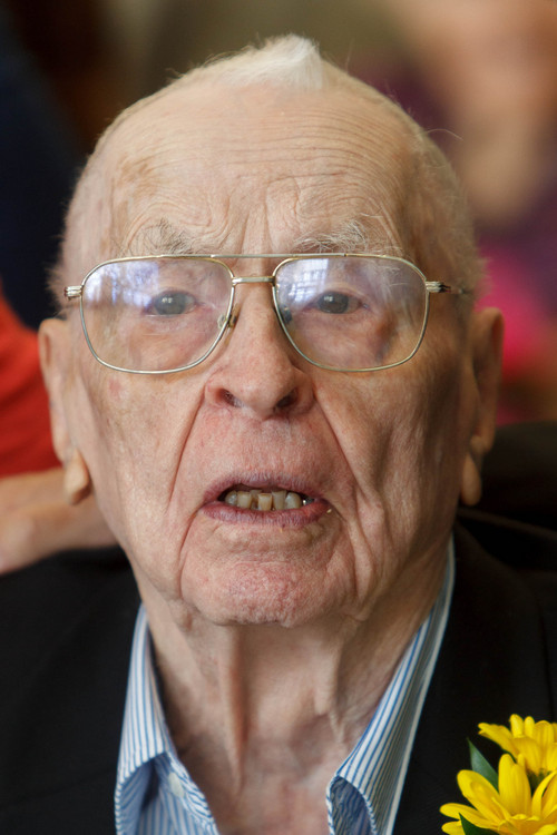 Trent Nelson  |  The Salt Lake Tribune
Wendell Hansen, 101, at the Utah Centenarian Celebration in West Jordan Friday, October 4, 2013.