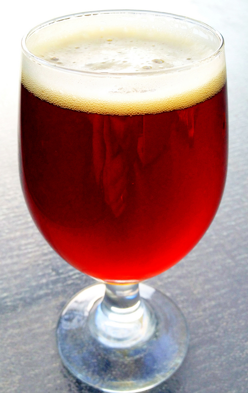 Chris Detrick  |  The Salt Lake Tribune
A glass of homemade hoppy red ale brewed with Chinook hops.