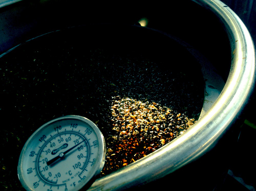Chris Detrick  |  The Salt Lake Tribune
Monitoring the mash temperature for a batch of imperial coffee stout.