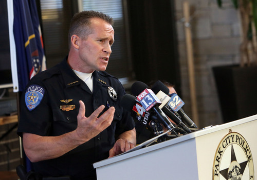 Francisco Kjolseth  |  The Salt Lake Tribune
Park City Police Chief Wade Carpenter holds a press conference to discuss a three-month investigation that led to the seizure of 17 pounds of methamphetamine and nearly $17,000 in cash and the arrests of three individuals by several agencies.