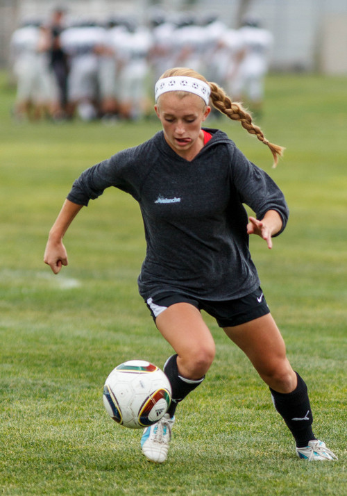 Trent Nelson  |  The Salt Lake Tribune
Riverton High School soccer player Hailey Skolmoski at practice in Riverton, Wednesday, October 2, 2013.