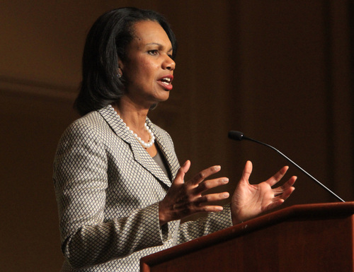 Rick Egan  | The Salt Lake Tribune 

Former Secretary of State, Condoleezza Rice, gives the keynote address at Sen. Orrin Hatch's annual Women's Conference at the LIttle America, Friday, October 11, 2013.