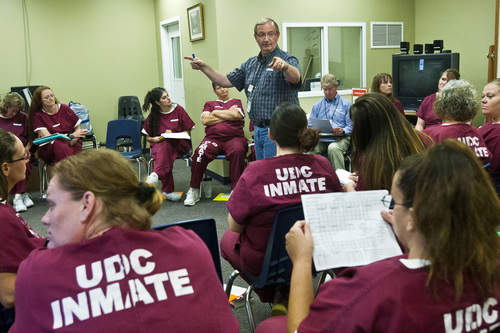 Chris Detrick  |  The Salt Lake Tribune

GOGI coach Lynn Whipple teaches during a Getting Out by Going In (GOGI) class in the Timpanogos women's facility at Utah State Prison Tuesday August 6, 2013. GOGI is a non-profit organization that helps at-risk and incarcerated individuals make better choices by changing unhealthy patterns of thought and behavior.