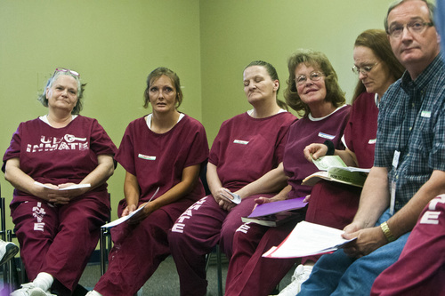 Chris Detrick  |  The Salt Lake Tribune

Women listen during a Getting Out by Going In (GOGI) class in the Timpanogos women's facility at Utah State Prison Tuesday August 6, 2013. GOGI is a non-profit organization that helps at-risk and incarcerated individuals make better choices by changing unhealthy patterns of thought and behavior.