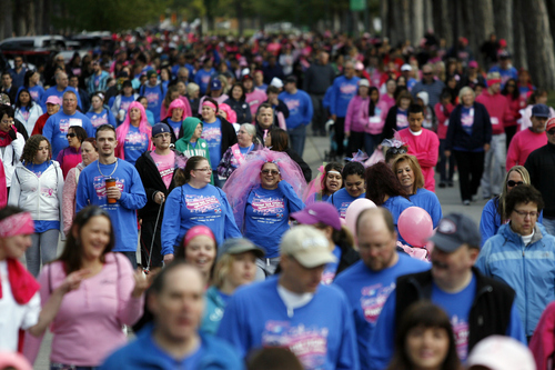 Keith Johnson | The Salt Lake Tribune
 
Hundreds of people participate in the Making Strides Against Breast Cancer walk at Liberty Park in Salt Lake City, October 12, 2013.
