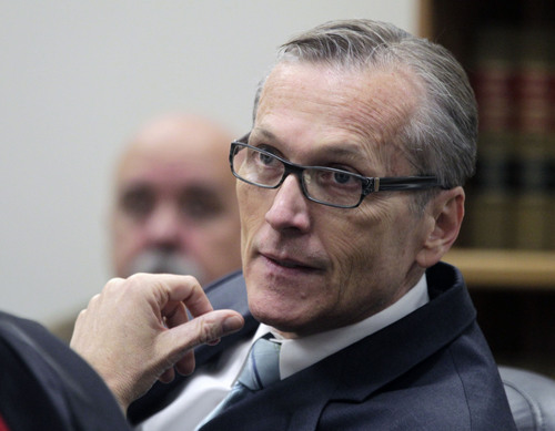Al Hartmann  |  The Salt Lake Tribune
Pleasant Grove physician Martin MacNeill, charged with murder for allegedly killing his wife, Michele MacNeill, in 2007 so he could continue an extra-marital affair appears in  Judge Derek Pullan's 4th District Court in Provo Thursday October 17.