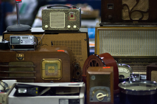 Chris Detrick  |  The Salt Lake Tribune
Antique radios for sale during the Original Salt Lake Antique Show at the South Towne Exposition Center Saturday October 19, 2013. Dealers from around the country will be selling pottery, heirloom jewelry, textiles, fine art, country store antiques, Native American art and more. The show continues Sunday from noon to 5 p.m.