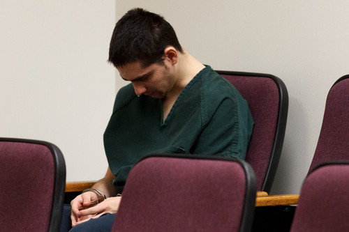 Trent Nelson  |  The Salt Lake Tribune
Joshua Petersen sits alone in the jury box before pleading guilty to shooting his baby to Judge Darold McDade Tuesday, September 10, 2013 in 4th District Court in Provo.