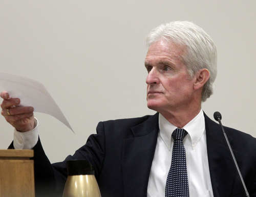 Al Hartmann  |  The Salt Lake Tribune
Douglas Whitney, who was an investigator for the Utah County Attorney's Office, testifies in the  Martin MacNeill murder trial in 4th District Court in Provo, Utah, October 24, 2013.