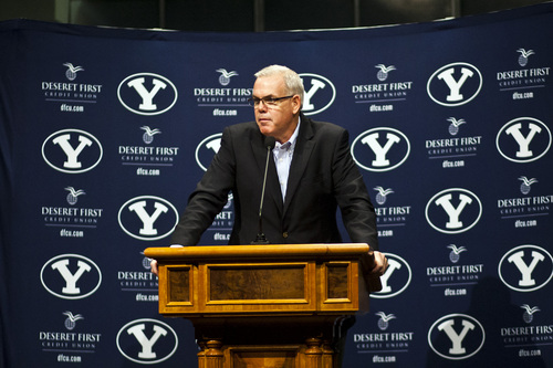 Chris Detrick  |  The Salt Lake Tribune
BYU basketball head coach Dave Rose talks with members of the media Tuesday October 8, 2013.