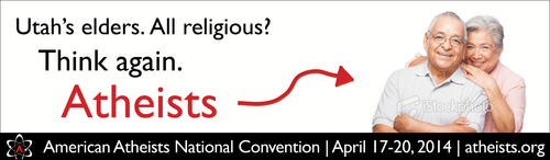 American Atheists  |  Courtesy photo
A proposed billboard that the American Atheists say was rejected by Utah companies for their 2014 convention in Salt Lake City. The stock image was going to be replaced by a local model who fit the billing, organizers say.
