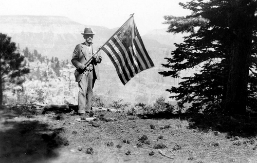 Photo Courtesy Utah State Historical Society

Frederick S. Dellenbaugh was an explorer and painter. From 1871 to 1873, he was artist and assistant topographer with Major Powell's second expedition down the Colorado River. That expedition discovered the last unknown river in the United States, the Escalante River and the previously undiscovered Henry Mountains located in South Central Utah North of Lake Powell.