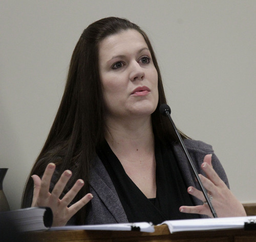 Al Hartmann  |  The Salt Lake Tribune
Alexis Somers, daughter of Martin MacNeill, testifies in his murder trial in 4th District Court in Provo, Utah, Thursday, Oct. 31, 2013.
