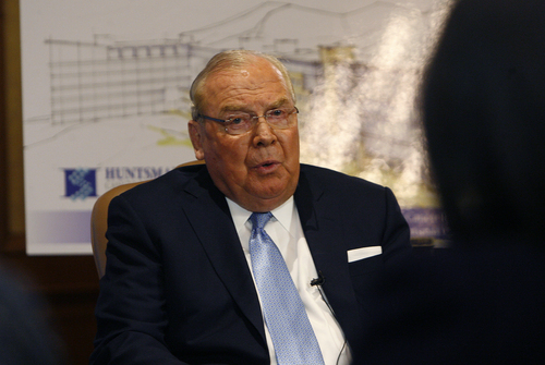 Scott Sommerdorf   |  The Salt Lake Tribune
Mr. Jon M. Huntsman Sr. announced a new donation and initiative to expand the Huntsman Cancer Institute, at the Grand America Hotel, Friday, November 1, 2013.