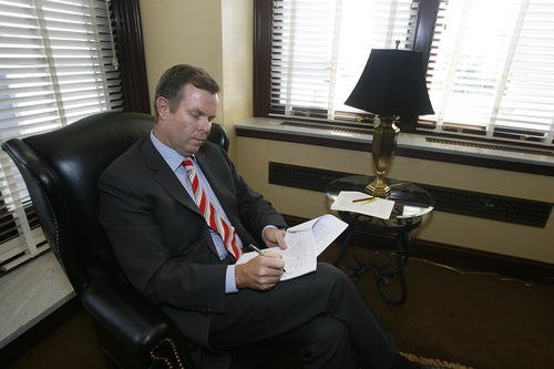 Scott Sommerdorf   |  The Salt Lake Tribune
Utah Attorney General John Swallow in his office on the day it was announced the U.S. Department of Justice will not prosecute him, Thursday, September 12, 2013.