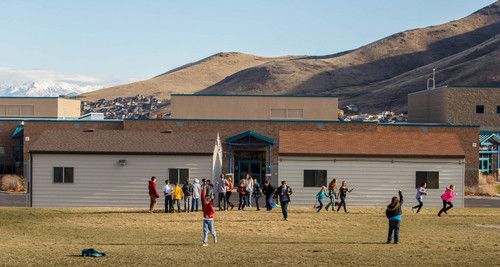 Trent Nelson  |  The Salt Lake Tribune
Students at recess at Butterfield Canyon Elementary in Herriman, which has 14 portable classrooms. Jordan School District voters on Tuesday rejected a $495 million bond that would have eased overcrowding. Wednesday November 6, 2013.