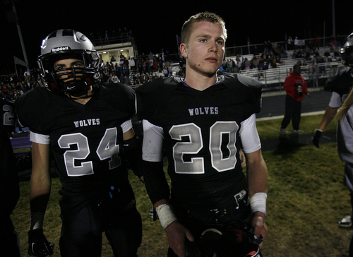 Scott Sommerdorf   |  The Salt Lake Tribune
Riverton RB Cameron Christensen watches the defense during second half play. Riverton beat Northridge 30-14, Friday, November 1, 2013.