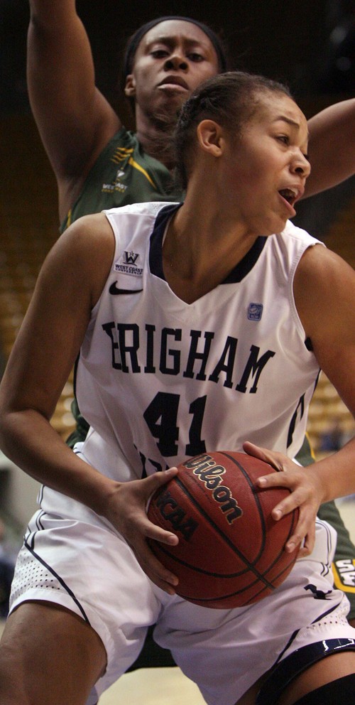 Leah Hogsten  |  The Salt Lake Tribune
Brigham Young Cougars forward Morgan Bailey (41) had 14 points during the game. The Brigham Young University Lady Cougars defeated the University of San Francisco Lady Dons 80-58 at BYU Saturday January 5, 2013 in Provo.