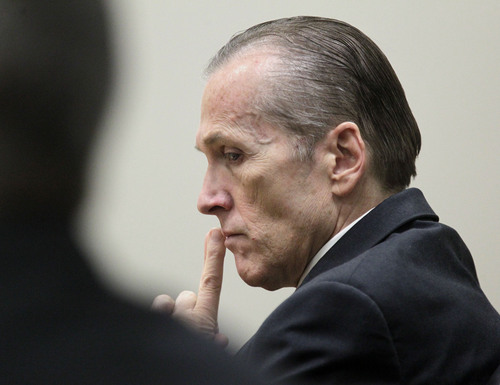 Al Hartmann  | The Salt Lake Tribune
Martin MacNeill listens to testimony of his mistress Gypsy Willis in his murder trial in 4th District Court in Provo, Utah Thursday November 7,  2013.