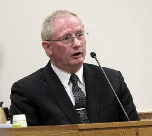 Al Hartmann  |  The Salt Lake Tribune
Jim Vanzant, a nurse pracitioner who worked with Martin MacNeill at the Utah State Developmental Center testifies in his murder trial in 4th District Court in Provo Utah Thursday November 7, 2013.