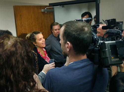 Scott Sommerdorf   |  The Salt Lake Tribune
Defense attorney Susanne Gustin speaks to the media outside the courtroom after the jury was released in order to deliberate on a verdict in the Martin McNeill homicide case, Friday, November 8, 2013.