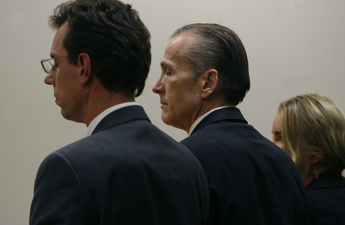 Scott Sommerdorf   |  The Salt Lake Tribune
Martin MacNeill, the moment the guilty verdict was read on the count of murder. He was also found guilty of obstruction of justice early Saturday morning, November 9, 2013. McNeill is flanked by his attorneys, Randy Spencer, left, and Susanne Gustin.