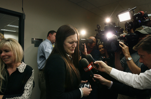 Scott Sommerdorf   |  The Salt Lake Tribune
Alexis Somers is interviewed after leaving the court room. Her father, Martin MacNeill, was found guilty of the murder of Michele MacNeill, and obstruction of justice early Saturday morning, November 9, 2013.