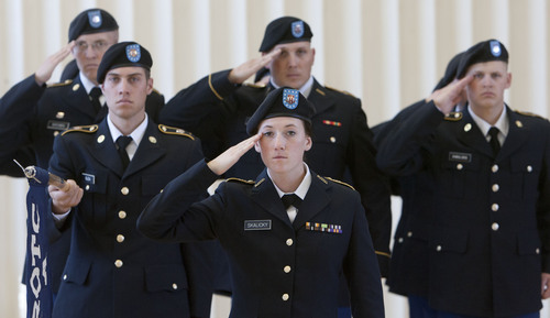 Steve Griffin  |  The Salt Lake Tribune

Members of the University of Utah Army ROTC stand in formation during the Veterans Day Celebration at the University of Utah in Salt Lake City Monday, November 11, 2013.