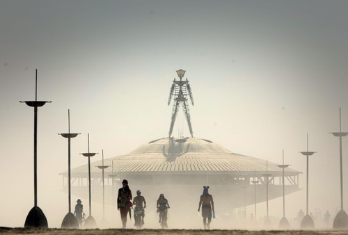 Rick Egan  | The Salt Lake Tribune 

The Burning Man, on a windy afternoon, Thursday, August 29, 2013. The Man will be burned on Saturday night,
